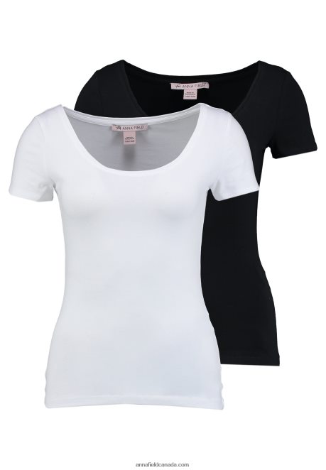 Anna Field Women 2 Pack Basic T-Shirt Black/White H42J4Z293