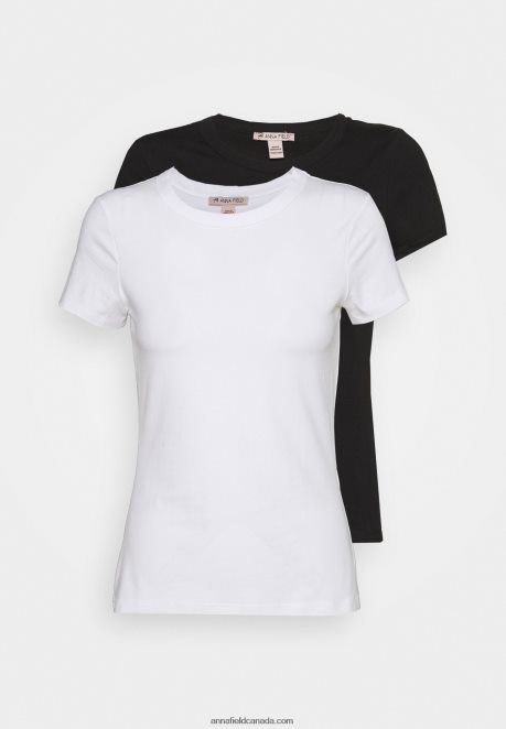 Anna Field Women 2 Pack Basic T-Shirt White/Black H42J4Z316