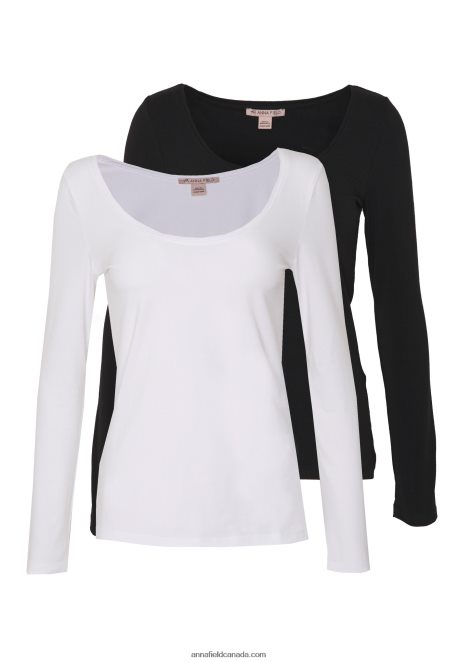 Anna Field Women 2 Pack Long Sleeved Top Black/White H42J4Z513