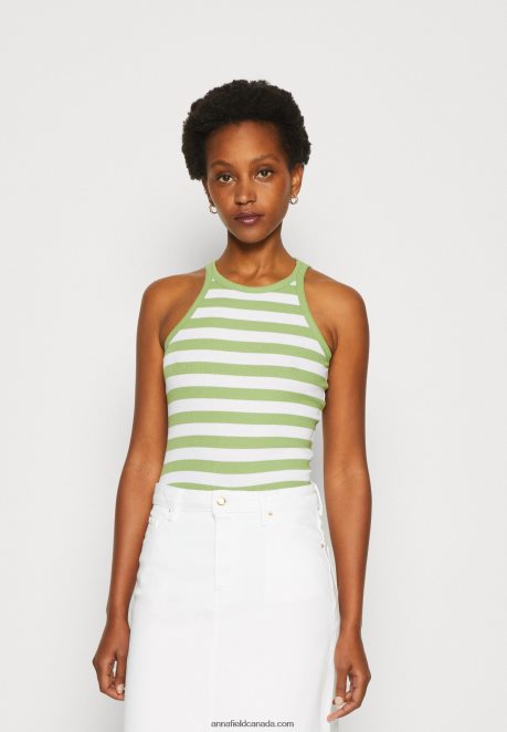 Anna Field Women 2 Pack Top Off-White/Green H42J4Z479