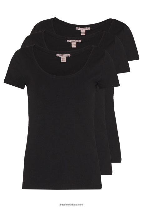 Anna Field Women 3 Pack Basic T-Shirt Black H42J4Z273