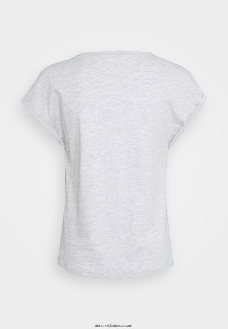 Anna Field Women 3 Pack Basic T-Shirt Black/White/Mottled Light Grey H42J4Z266