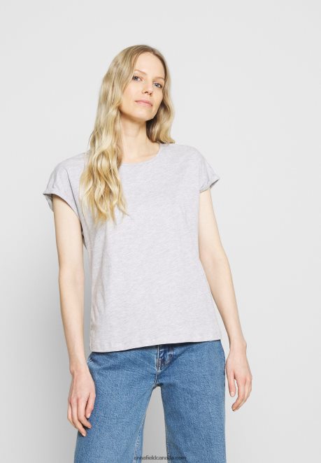 Anna Field Women 3 Pack Basic T-Shirt Black/White/Mottled Light Grey H42J4Z266