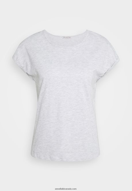 Anna Field Women 3 Pack Basic T-Shirt Black/White/Mottled Light Grey H42J4Z266
