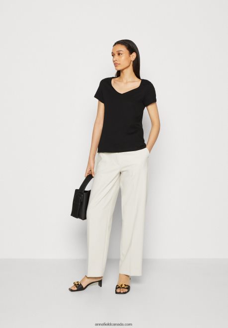Anna Field Women 3 Pack Basic T-Shirt Black/White/Mottled Light Grey H42J4Z284