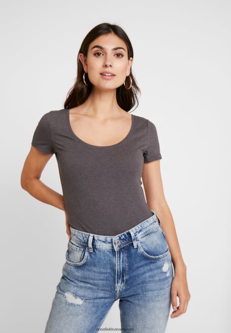 Anna Field Women 3 Pack Basic T-Shirt White/Black/Dark Grey H42J4Z312