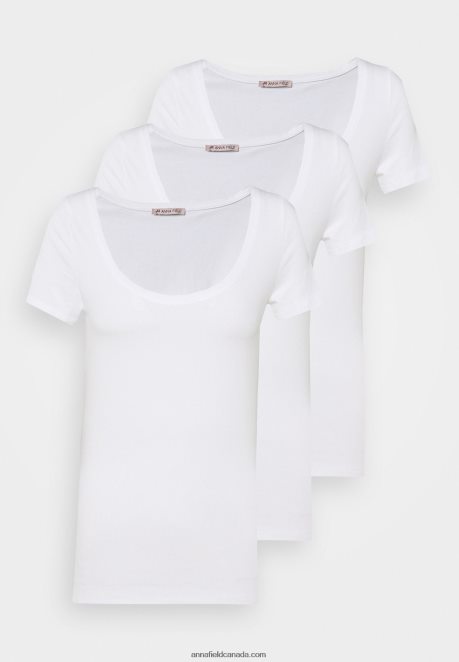 Anna Field Women 3 Pack Basic T-Shirt White H42J4Z328