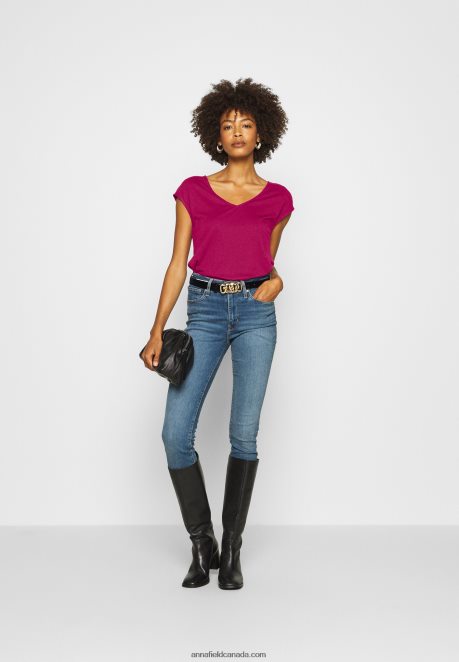 Anna Field Women Basic T-Shirt Berry H42J4Z290