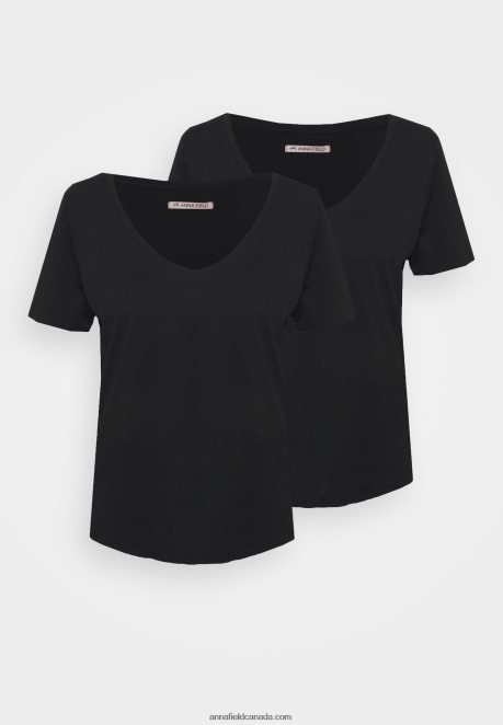 Anna Field Women Basic T-Shirt Black H42J4Z341