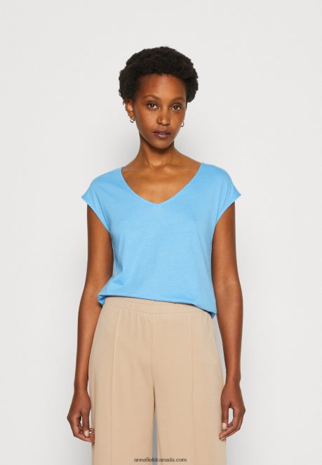Anna Field Women Basic T-Shirt Blue H42J4Z276