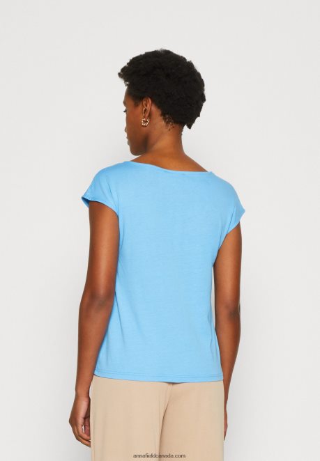 Anna Field Women Basic T-Shirt Blue H42J4Z276