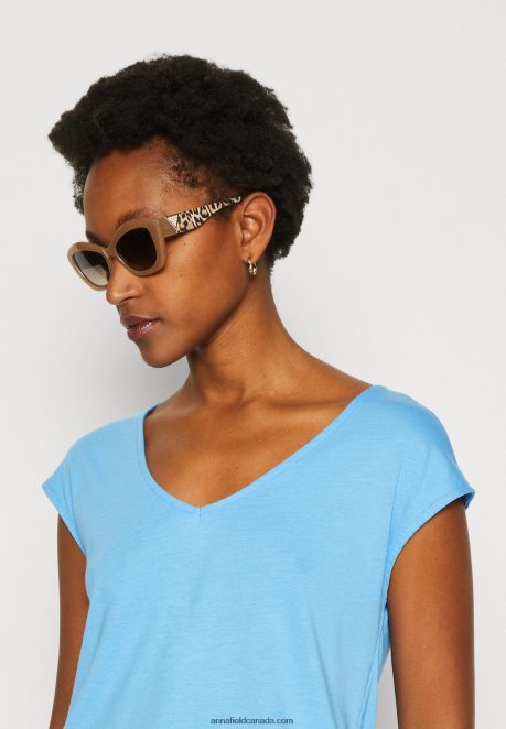 Anna Field Women Basic T-Shirt Blue H42J4Z276