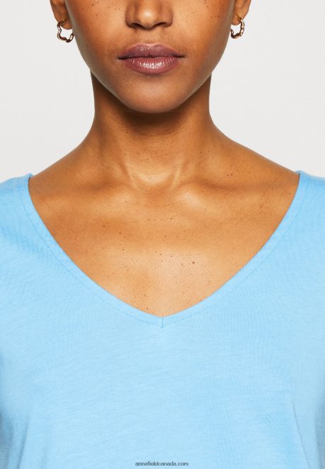 Anna Field Women Basic T-Shirt Blue H42J4Z276