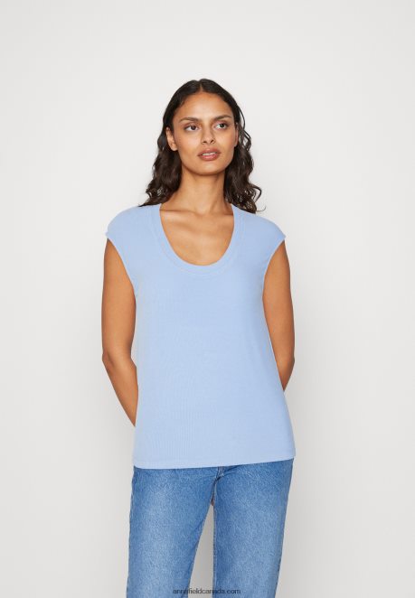 Anna Field Women Basic T-Shirt Blue H42J4Z289