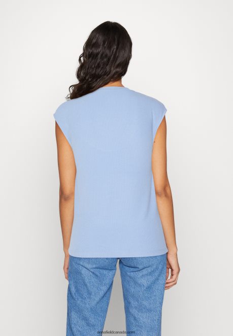 Anna Field Women Basic T-Shirt Blue H42J4Z289
