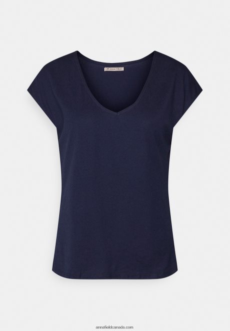 Anna Field Women Basic T-Shirt Dark Blue H42J4Z283