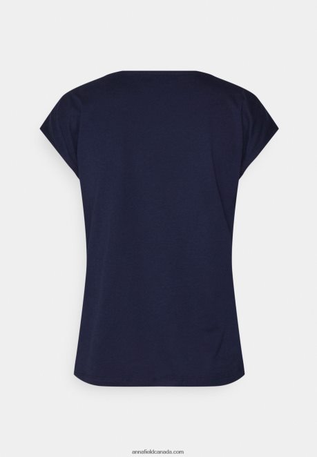 Anna Field Women Basic T-Shirt Dark Blue H42J4Z283