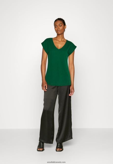 Anna Field Women Basic T-Shirt Dark Green H42J4Z326