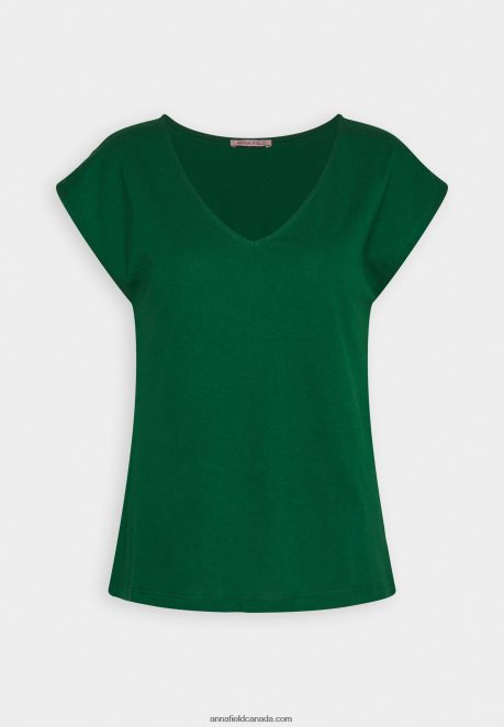 Anna Field Women Basic T-Shirt Dark Green H42J4Z326