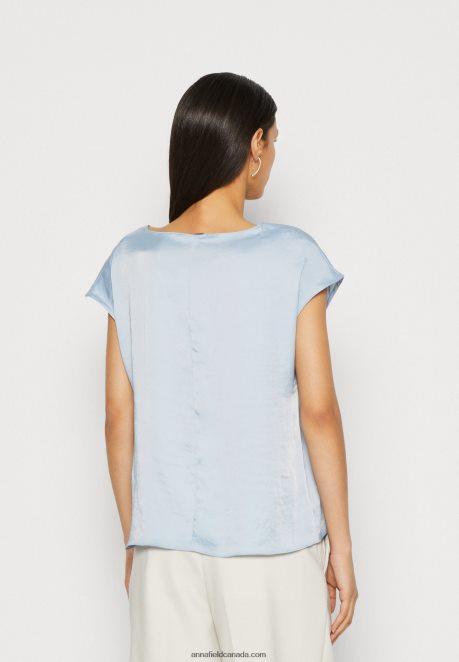 Anna Field Women Basic T-Shirt Light Blue H42J4Z282