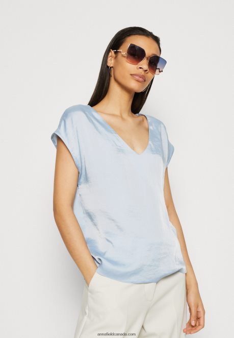 Anna Field Women Basic T-Shirt Light Blue H42J4Z282