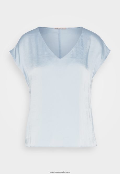 Anna Field Women Basic T-Shirt Light Blue H42J4Z282