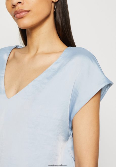 Anna Field Women Basic T-Shirt Light Blue H42J4Z282