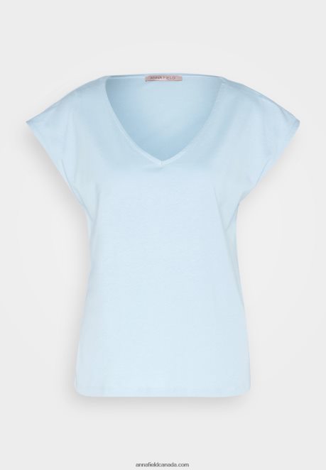 Anna Field Women Basic T-Shirt Light Blue H42J4Z327