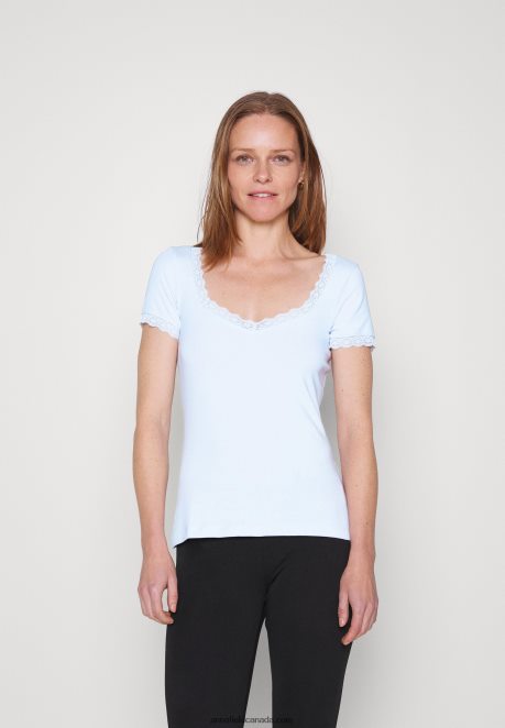Anna Field Women Basic T-Shirt Light Blue H42J4Z338