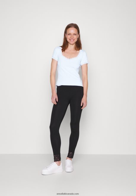 Anna Field Women Basic T-Shirt Light Blue H42J4Z338