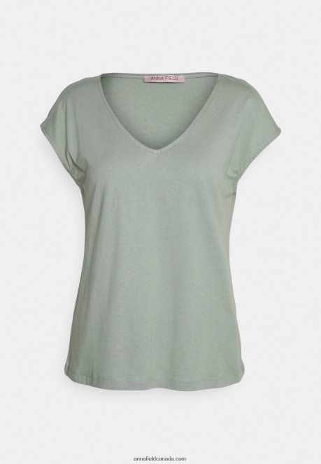 Anna Field Women Basic T-Shirt Light Green H42J4Z322