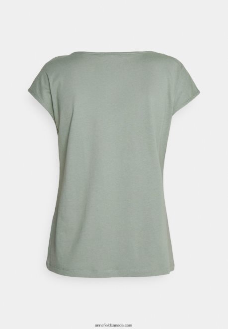 Anna Field Women Basic T-Shirt Light Green H42J4Z322