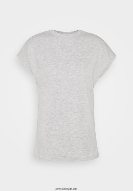 Anna Field Women Basic T-Shirt Mottled Light Grey H42J4Z257