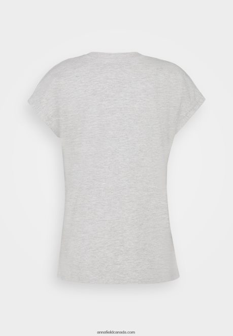 Anna Field Women Basic T-Shirt Mottled Light Grey H42J4Z257