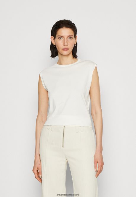 Anna Field Women Basic T-Shirt Off-White H42J4Z343