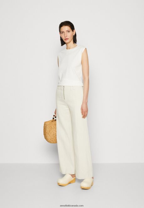 Anna Field Women Basic T-Shirt Off-White H42J4Z343