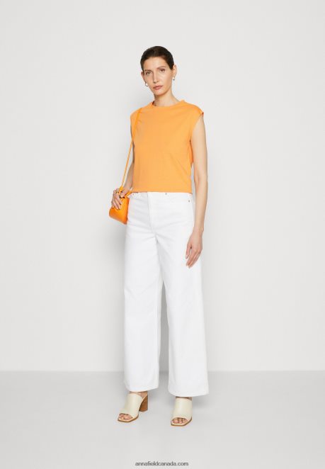 Anna Field Women Basic T-Shirt Orange H42J4Z365