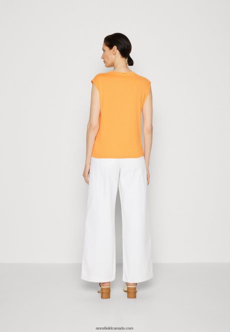 Anna Field Women Basic T-Shirt Orange H42J4Z365