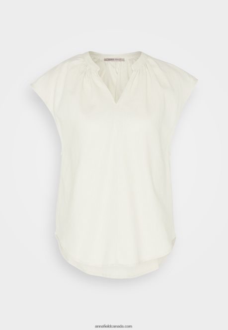 Anna Field Women Linen-Mix Shirt Print T-Shirt Beige H42J4Z336