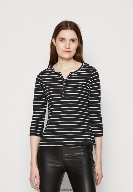 Anna Field Women Long Sleeved Top Black White H42J4Z531