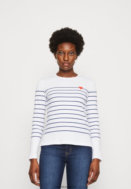 Anna Field Women Long Sleeved Top White/Dark Blue H42J4Z590