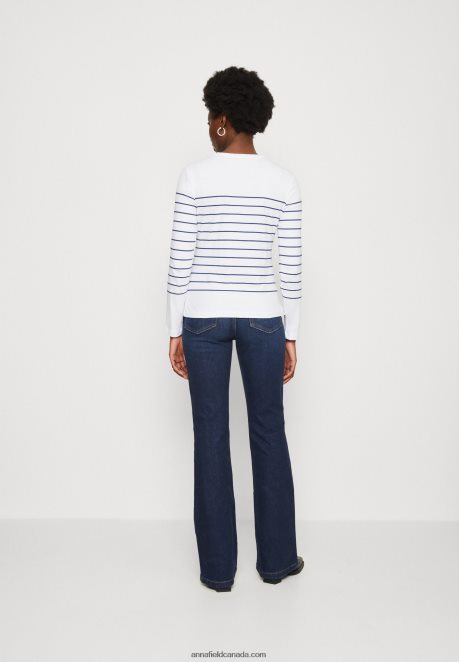 Anna Field Women Long Sleeved Top White/Dark Blue H42J4Z590