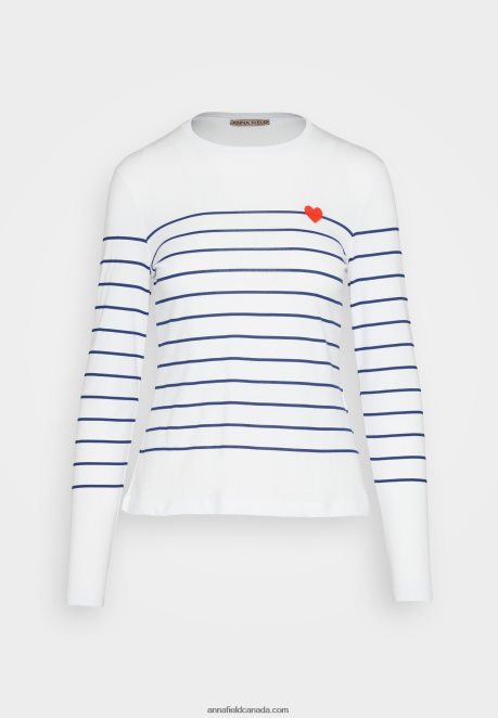 Anna Field Women Long Sleeved Top White/Dark Blue H42J4Z590