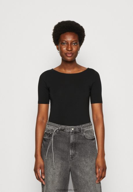 Anna Field Women Print T-Shirt Black/Black H42J4Z366
