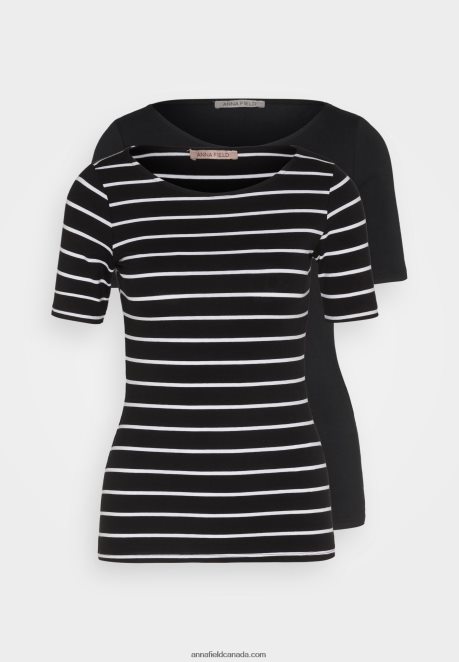 Anna Field Women Print T-Shirt Black/Black H42J4Z366
