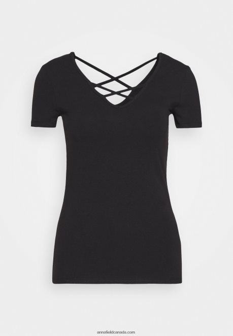 Anna Field Women Print T-Shirt Black H42J4Z249