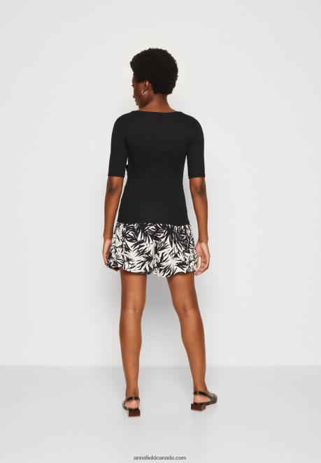 Anna Field Women Print T-Shirt Black H42J4Z268