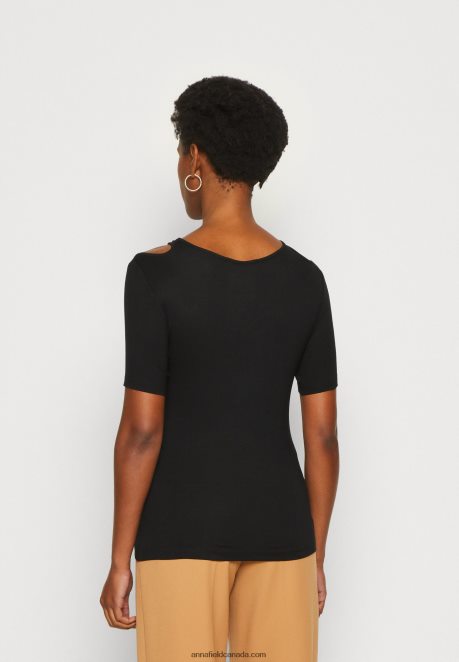 Anna Field Women Print T-Shirt Black H42J4Z307