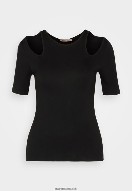 Anna Field Women Print T-Shirt Black H42J4Z307
