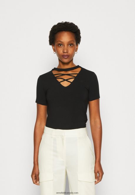 Anna Field Women Print T-Shirt Black H42J4Z325